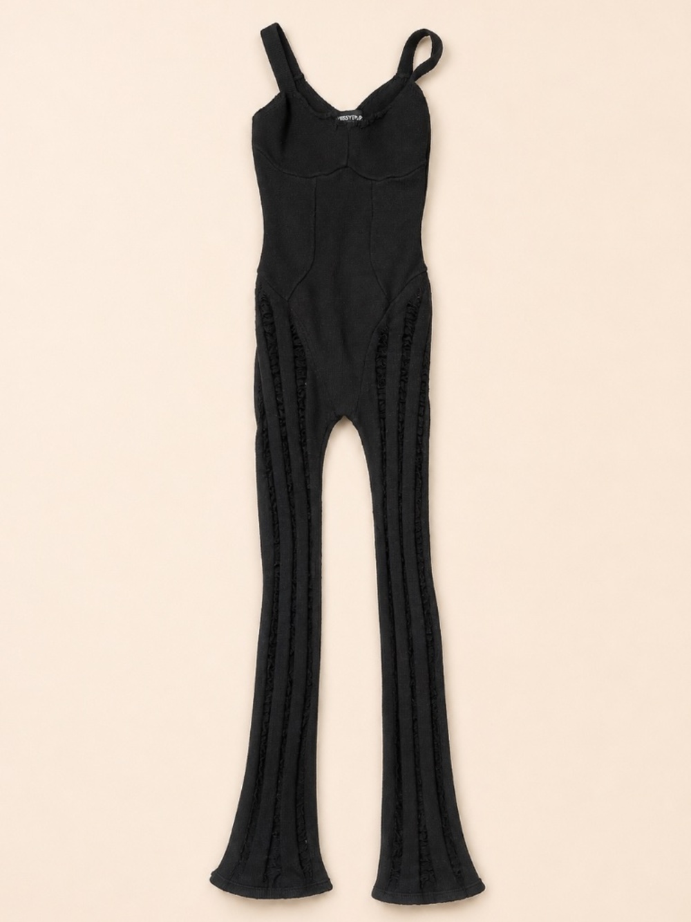 Miss Empire Black Knit Flare Jumpsuit Size S